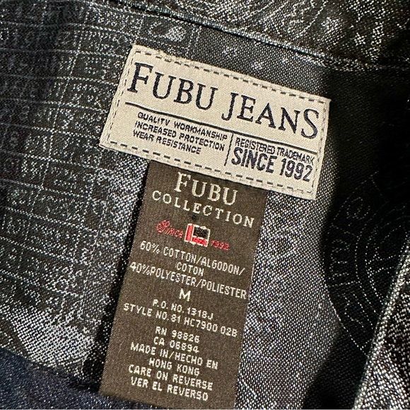 Fubu Jeans Vintage Y2K Denim Blue Astrology Patterned Long Coat and Pants Set M - Picture 6 of 16